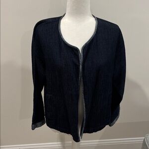 Eileen Fisher Navy Textured Knit denim look Cardigan